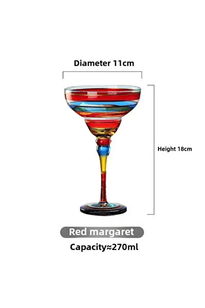 choice2 طقم أكواب كوكتيل مارغريتا وشامبانيا ملونة مصنوعة يدويًا، سعة 270 مل ت...