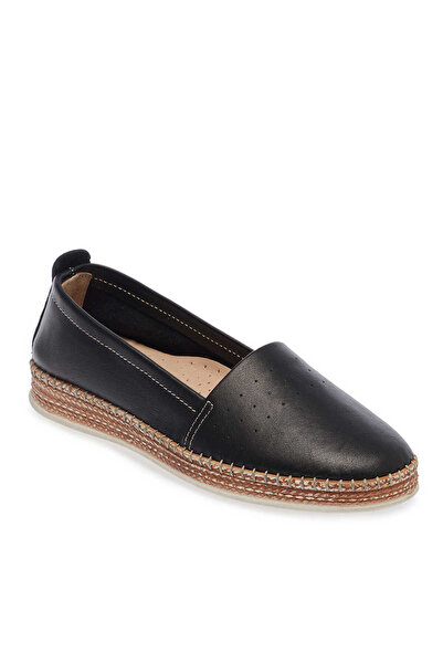 Tergan Black Genuine Leather Women's Espadrille - K25I1Ay67915-A23