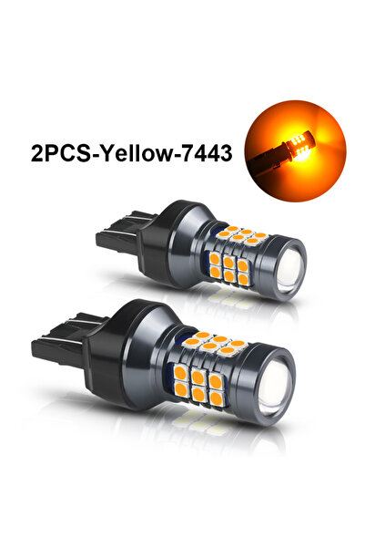Choice1 2PCS-Yellow-7443 NLpearl 2x T20 LED 7440 WY21W W21W Led Bulbs 7443 W2...