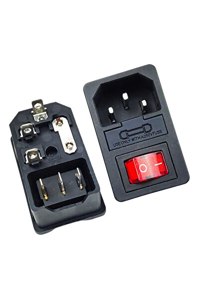 Choice14 سلك طاقة تيار متردد أحمر واحد مع مفتاح تشغيل/إيقاف وحامل فيوز، 250 ف...