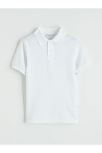 LC Waikiki Tricou alb pentru băiat cu gât polo