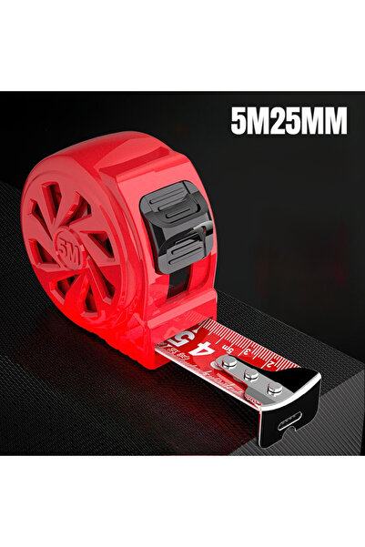 Choice1 شريط قياس قابل للسحب بطول 5 أمتار، أحمر اللون، عالي الدقة، مزود بفرام...