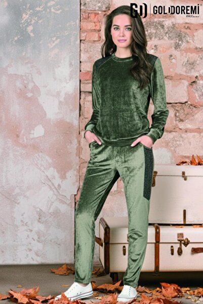 gd goldoremi 2202 Women's Velvet Long Sleeve Pocket Tracksuit Set