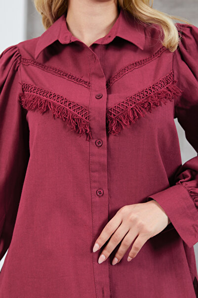 zenne Balloon Sleeve Shirt Burgundy