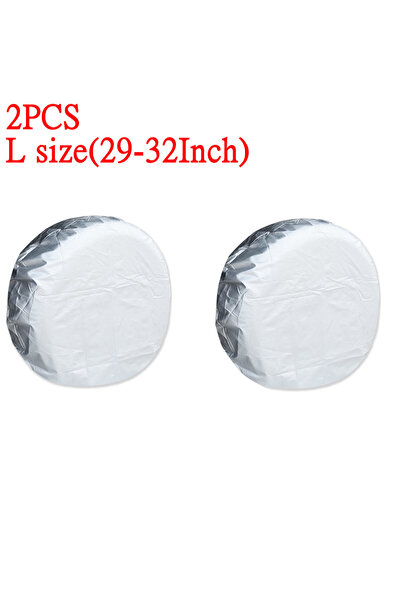 Choice7 قطعتان فضيتان - كبير، 4/3/2/1 غطاء إطار سيارة مقاس 32 بوصة، حقيبة تخز...