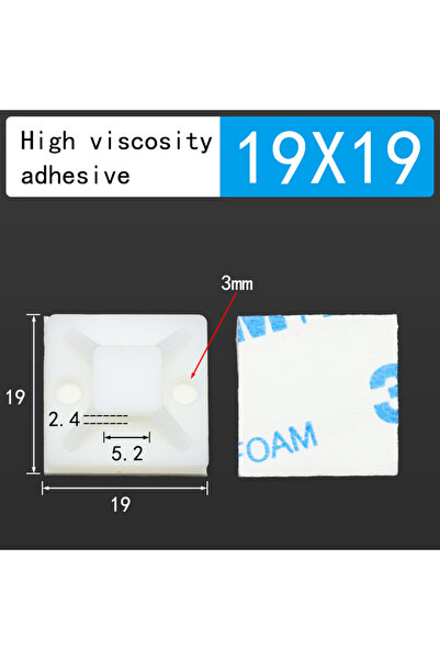 Choice5 19X19-viscosity Fixing Seat Clamps Self Adhesive Cable Tie Base 100PC...