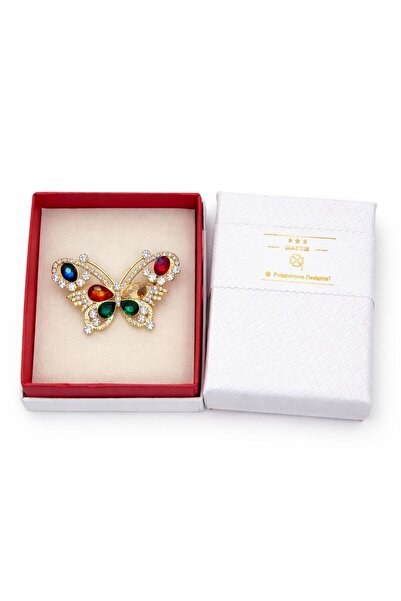 OEM Elegant, Multicolor Butterfly Martisor Brooch with Stone-Embellished
