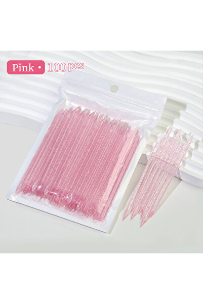 choice2 Pink 100Pcs Reusable Crystal Glitter Stick Double End Nail Art Cuticl...