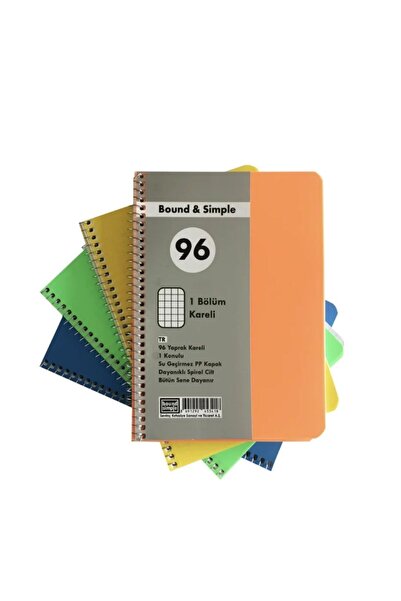 Sevinç A5 96 Sheets Pp Cover Spiral School Notebook Checked Pcs