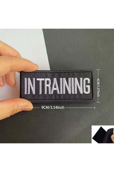 Choice5 Item04-Black-IN ملصقات قماشية للدعم العاطفي لكلب خدمة علاجية قيد التد...