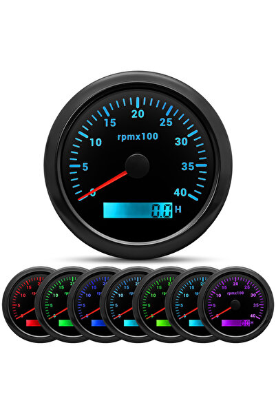 Choice4 BN 4000 rpm meter HD 85mm Tachometer With LCD Hourmeter 7 Color Backl...