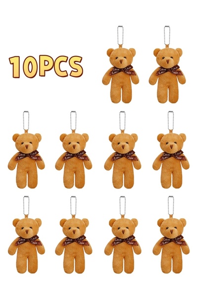 choice2 10 قطع - دمى دببة صغيرة بنية اللون، 4.7 بوصة، حيوانات محشوة صغيرة ناع...