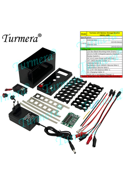 Choice3 صندوق بطاريات Turmera R106-USB-CDTZ-Black DIY 12V، حامل بطاريات 18650...