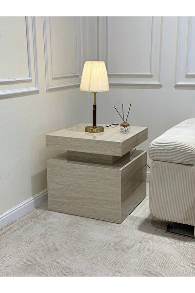 terndat طاولة زاوية بديل الرخام ترافنتينو ناعم