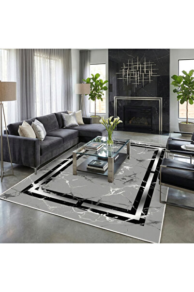 OEM Anti-slip living room Rug , 120x180 cm, Grey Marble