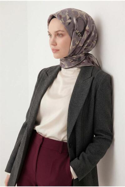 Silk Home Cotton Blend Scarf Pale Purple Abstract Geometric Pattern Soft Text...