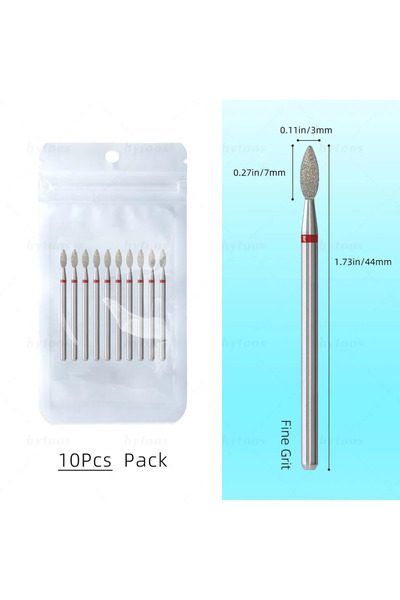 Choice25 G307-F(D) HYTOOS 10 قطع/عبوة رؤوس حفر أظافر ماسية احترافية روسية لتن...