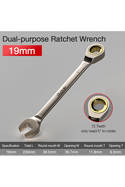 Choice10 19MM 1Pc Key Wrench Flexible Golden Ratchet Wrenches Torque Universa...