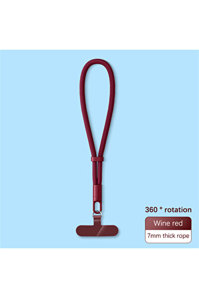 Choice4 حبل تعليق للهاتف المحمول مقاوم للسقوط بلون أحمر خمري، مزود بأحزمة معص...