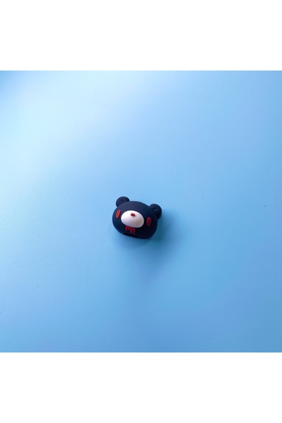 Choice5 واقي كابل شحن أسود بتصميم دب جلومي: حماية أنيقة مع لمسة عصرية.