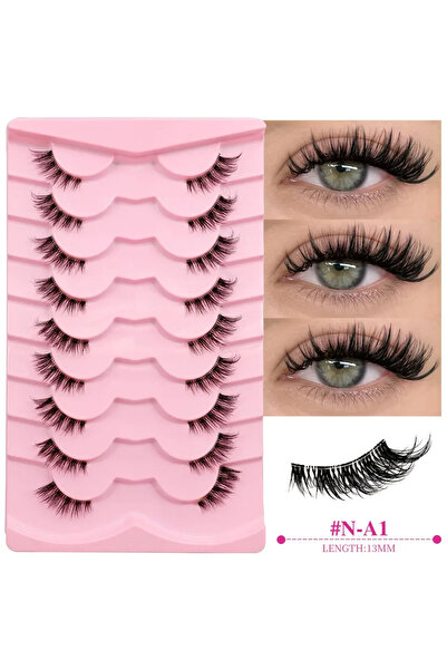 Choice 9pairs-N-A1 Veltrinay Natural Half Lashes Cat Eyelashes Soft Wispy wit...