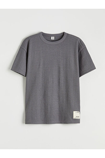 LC Waikiki Gray Boy's Textured T-Shirt