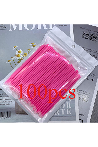Choice1 ١٠٠ قطعة من أعواد تنظيف الرموش الصغيرة باللون الوردي، فرشاة دقيقة لإز...