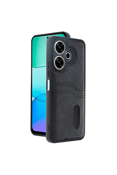 xirshop حافظة جلدية سوداء مع حافظة بطاقة الأعمال سارة لهاتف ريدمي 13 4G