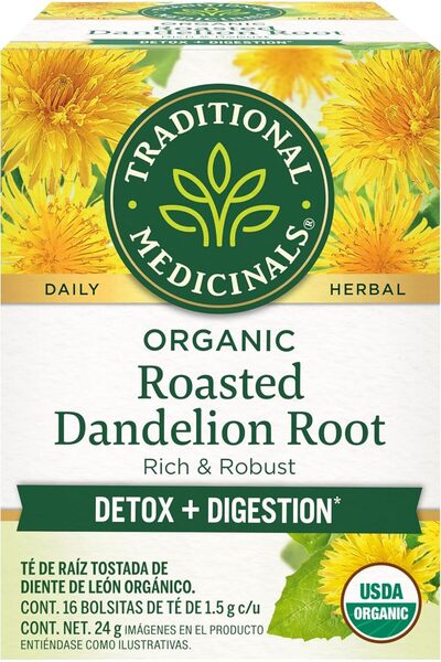 TRADITIONAL MEDICINALS أكياس شاي جذور الهندباء المحمصة الحلوة المرة من تراديش...