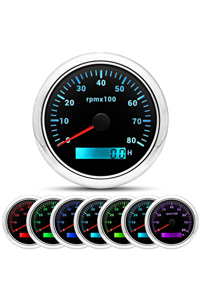 Choice1 BS 8000 rpm meter HD 85mm Tachometer With LCD Hourmeter 7 Color Backl...