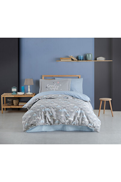 FIONNA.RO 100% Cotton Poplin Duvet Cover Set 1 Person - Daisy Grey