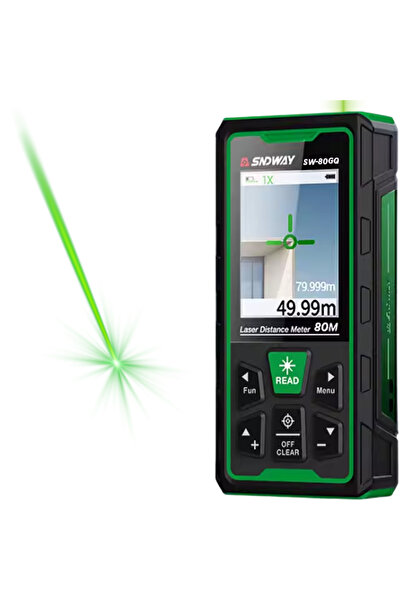 SNDWAY SW-80GQ Yeşil Lazerli 80 Metre Kameralı Lazermetre | Şarjlı ve IP68 Ko...