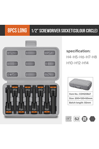 Choice18 8PC-B Hi-Spec 1/2 Inch Drive Impacts Sket Set Hex Bits H4-H17 CR-V S...