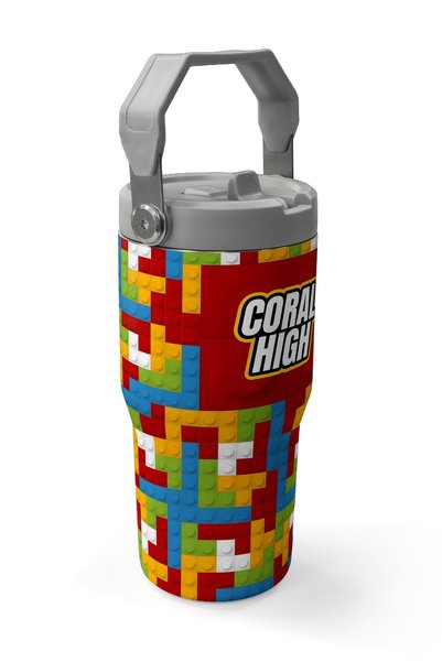 Coral High Colorful Block Patterned Steel Thermos with Folding Spout 600 ml 38917