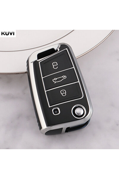 choice2 3 Button Black 3 4 Butt TPU Car Key Case Cover Shell For VW Volkswage...