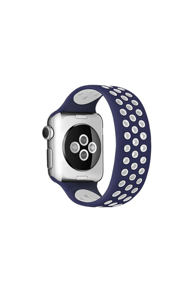 xirshop ساعة بحزام سيليكون قابل للتعديل مقاس 38 ملم (ليست ساعة) - أزرق داكن-أبيض