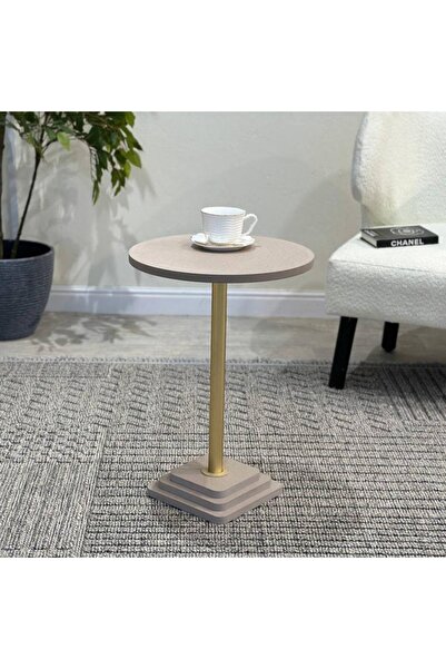 terndat Single round serving table with wooden top