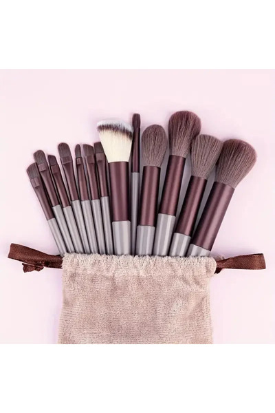 choice2 13pcs--brown Vegan Makeup Brush Set - Soft Fluffy Kabuki & Blending B...