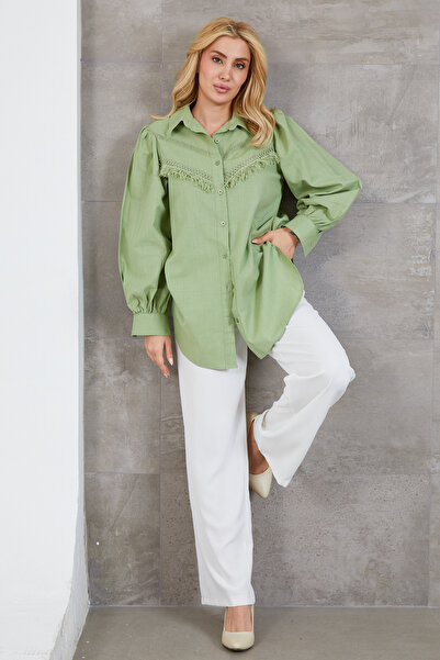 zenne Balloon Sleeve Shirt Green