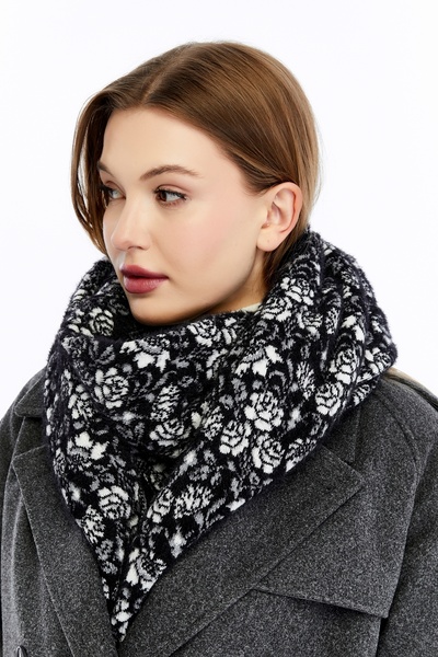 panşalço Special Beard Yarn Cashmere Textured Bouquet Model Knitwear Neck Sha...