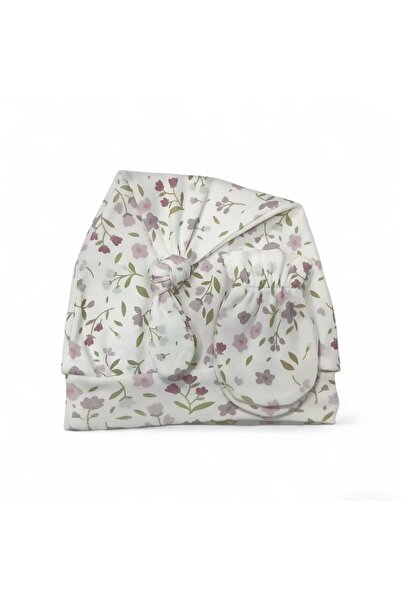 Sebi Prime Desenli Bağlamalı Şapka Eldiven (Yenidoğan)