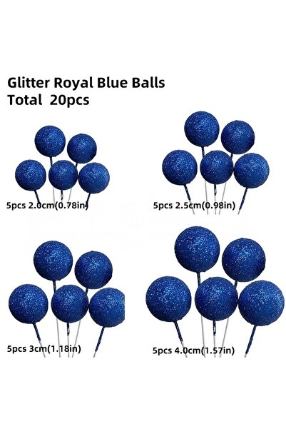 Choice10 ٢٠ قطعة من كرات تزيين الكيك الزرقاء اللامعة، ٢٠ قطعة من كرات تزيين ا...