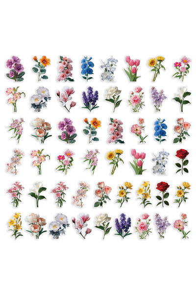 Choice1 50-ATKS9619 50Pcs Ink Flower Stickers DIY Phone Case Material Handboo...