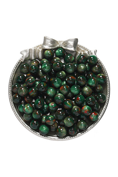 Choice14 20 قطعة × 10 مم، خرز أخضر لامع، 20-50 قطعة/عبوة، خرز دائري من الراتن...