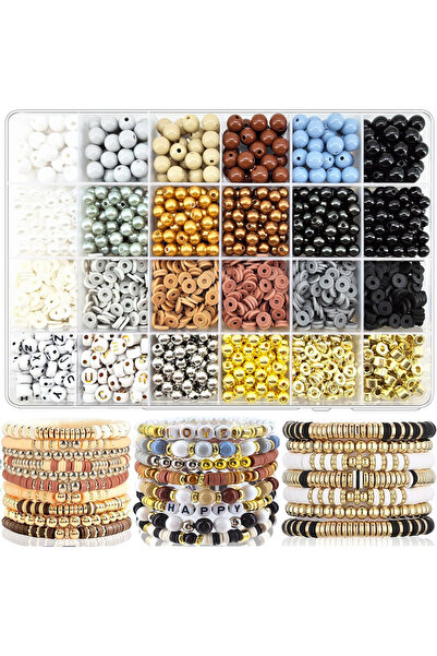 Choice5 Beads Kit6 2220pcs Clay Beads Bracelet Making Kit 24 Colors Flat Prep...