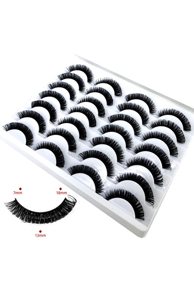 Choice8 14pairs -W74 Lashes 14 Pairs DD curl Russian Strips Lashes Faux Mink ...