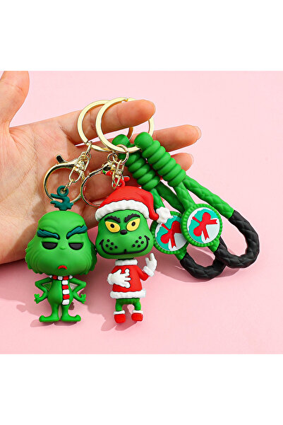 Choice10 مجموعة من قطعتين من ميداليات سلسلة مفاتيح غرينش الجديدة لعيد الميلاد...