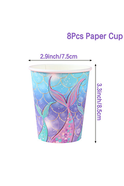 Choice41 8pcs cups Little Mermaid Party Decor 1st One Birthday Party Kids Gir...