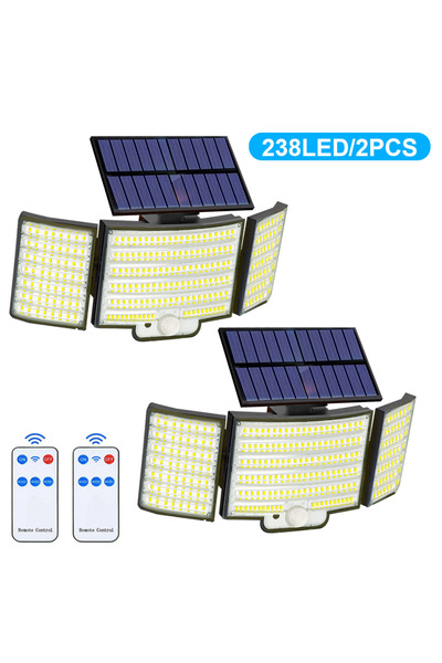 Choice4 قطعتان من مصابيح الطاقة الشمسية الخارجية الجديدة 238 LED، مزودة بمستش...