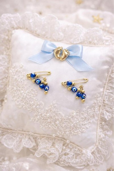 Hd Marketim 0.5 mm Plastic Evil Eye Bead Safety Pin for Bridal Bag & Baby Pillow 10 Pieces Mini Size Evil Eye Ornament